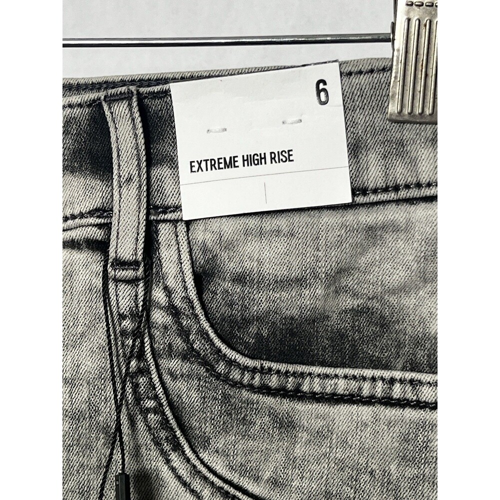 Express Mini Skirt Denim Black Wash Distressed High Rise Stretch Y2K Women 6 NEW - Picture 7 of 15